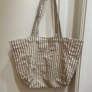 Striped Tan Tote Bag
